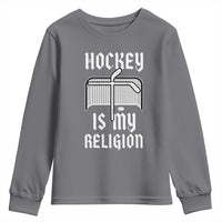 Hockey Is My Religion Youth Sweatshirt Funny Christian Goalie Gift - Wonder Print Shop