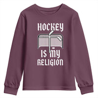 Hockey Is My Religion Youth Sweatshirt Funny Christian Goalie Gift - Wonder Print Shop