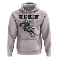 Funny Christian Ice Hockey Lover Gift Hoodie He Is Rizzin - Wonder Print Shop