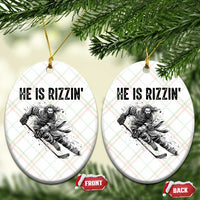 Funny Christian Ice Hockey Lover Gift Ceramic Ornament He Is Rizzin - Wonder Print Shop