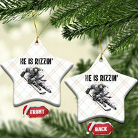Funny Christian Ice Hockey Lover Gift Ceramic Ornament He Is Rizzin - Wonder Print Shop