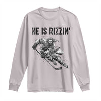 Funny Christian Ice Hockey Lover Gift Long Sleeve Shirt He Is Rizzin - Wonder Print Shop