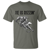 Funny Christian Ice Hockey Lover Gift T Shirt He Is Rizzin - Wonder Print Shop