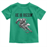 Funny Christian Ice Hockey Lover Gift Toddler T Shirt He Is Rizzin - Wonder Print Shop