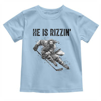 Funny Christian Ice Hockey Lover Gift Toddler T Shirt He Is Rizzin - Wonder Print Shop