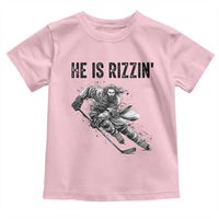 Funny Christian Ice Hockey Lover Gift Toddler T Shirt He Is Rizzin - Wonder Print Shop