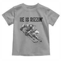 Funny Christian Ice Hockey Lover Gift Toddler T Shirt He Is Rizzin - Wonder Print Shop