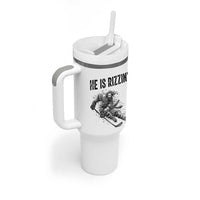Funny Christian Ice Hockey Lover Gift Tumbler With Handle He Is Rizzin - Wonder Print Shop