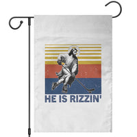He Is Rizzin Garden Flag Christian Hockey Retro Funny Gift For Believers - Wonder Print Shop