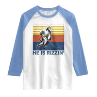 He Is Rizzin Raglan Shirt Christian Hockey Retro Funny Gift For Believers - Wonder Print Shop