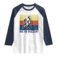 He Is Rizzin Raglan Shirt Christian Hockey Retro Funny Gift For Believers - Wonder Print Shop