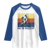 He Is Rizzin Raglan Shirt Christian Hockey Retro Funny Gift For Believers - Wonder Print Shop