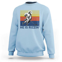 He Is Rizzin Sweatshirt Christian Hockey Retro Funny Gift For Believers - Wonder Print Shop