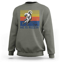 He Is Rizzin Sweatshirt Christian Hockey Retro Funny Gift For Believers - Wonder Print Shop