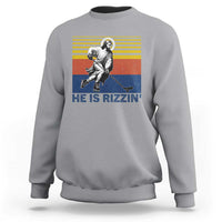 He Is Rizzin Sweatshirt Christian Hockey Retro Funny Gift For Believers - Wonder Print Shop