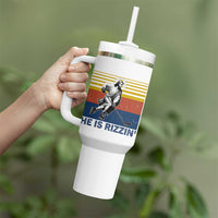 He Is Rizzin Tumbler With Handle Christian Hockey Retro Funny Gift For Believers - Wonder Print Shop