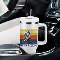 He Is Rizzin Tumbler With Handle Christian Hockey Retro Funny Gift For Believers - Wonder Print Shop