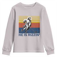 He Is Rizzin Youth Sweatshirt Christian Hockey Retro Funny Gift For Believers - Wonder Print Shop
