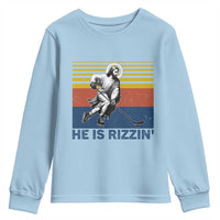 He Is Rizzin Youth Sweatshirt Christian Hockey Retro Funny Gift For Believers - Wonder Print Shop
