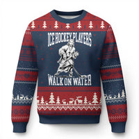 Jesus Ice Hockey Players Walk On Water Ugly Christmas Sweater Funny Christian Gift - Wonder Print Shop