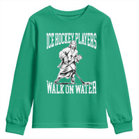 Jesus Ice Hockey Players Walk On Water Youth Sweatshirt Funny Christian Gift - Wonder Print Shop