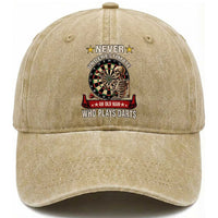 Never Underestimate An Old Man Plays Darts Washed Cotton Baseball Cap Gothic Darts Player