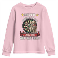 Never Underestimate An Old Man Plays Darts Youth Sweatshirt Gothic Darts Player - Wonder Print Shop