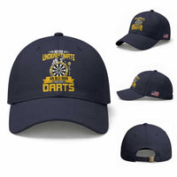 Never Underestimate An Old Man Plays Darts Baseball Cap Funny Dartist Grim Reaper Gift