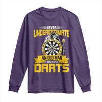 Never Underestimate An Old Man Plays Darts Long Sleeve Shirt Funny Dartist Grim Reaper Gift - Wonder Print Shop