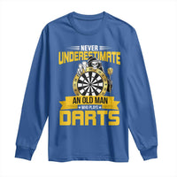 Never Underestimate An Old Man Plays Darts Long Sleeve Shirt Funny Dartist Grim Reaper Gift - Wonder Print Shop