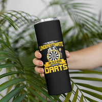 Never Underestimate An Old Man Plays Darts Skinny Tumbler Funny Dartist Grim Reaper Gift - Wonder Print Shop