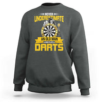 Never Underestimate An Old Man Plays Darts Sweatshirt Funny Dartist Grim Reaper Gift - Wonder Print Shop