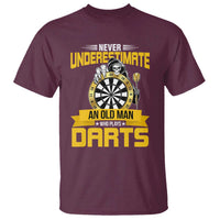 Never Underestimate An Old Man Plays Darts T Shirt Funny Dartist Grim Reaper Gift - Wonder Print Shop