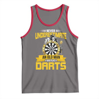 Never Underestimate An Old Man Plays Darts Tank Top Funny Dartist Grim Reaper Gift - Wonder Print Shop