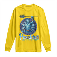Ancient Greek Mythology Poseidon Dartist Long Sleeve Shirt God Of The Dart Sea Trident - Wonder Print Shop