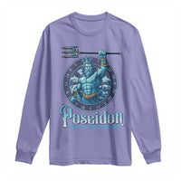 Ancient Greek Mythology Poseidon Dartist Long Sleeve Shirt God Of The Dart Sea Trident - Wonder Print Shop