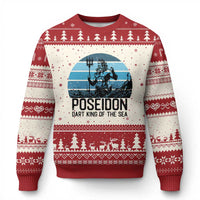 Ancient Greek Mythology Poseidon Dartist Ugly Christmas Sweater Dart King Of The Sea Trident - Wonder Print Shop