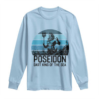 Ancient Greek Mythology Poseidon Dartist Long Sleeve Shirt Dart King Of The Sea Trident - Wonder Print Shop