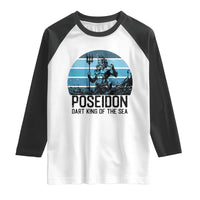 Ancient Greek Mythology Poseidon Dartist Raglan Shirt Dart King Of The Sea Trident - Wonder Print Shop