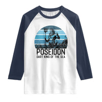 Ancient Greek Mythology Poseidon Dartist Raglan Shirt Dart King Of The Sea Trident - Wonder Print Shop