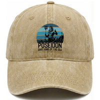 Ancient Greek Mythology Poseidon Dartist Washed Cotton Baseball Cap Dart King Of The Sea Trident