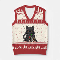 Dark Lord Cat Dartist Gift V-Neck Knit Sweater Vest Funny Sci Fi Dart Thrower Gift - Wonder Print Shop