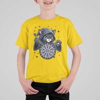 Funny Grim Reaper Cat Dart Player T Shirt For Kid Gothic Dartist Gift - Wonder Print Shop
