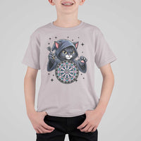 Funny Grim Reaper Cat Dart Player T Shirt For Kid Gothic Dartist Gift - Wonder Print Shop