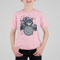 Funny Grim Reaper Cat Dart Player T Shirt For Kid Gothic Dartist Gift - Wonder Print Shop