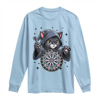Funny Grim Reaper Cat Dart Player Long Sleeve Shirt Gothic Dartist Gift - Wonder Print Shop