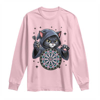 Funny Grim Reaper Cat Dart Player Long Sleeve Shirt Gothic Dartist Gift - Wonder Print Shop