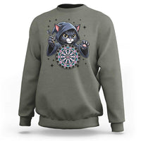 Funny Grim Reaper Cat Dart Player Sweatshirt Gothic Dartist Gift - Wonder Print Shop