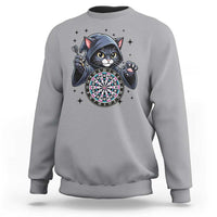 Funny Grim Reaper Cat Dart Player Sweatshirt Gothic Dartist Gift - Wonder Print Shop
