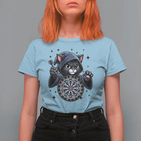 Funny Grim Reaper Cat Dart Player T Shirt For Women Gothic Dartist Gift - Wonder Print Shop